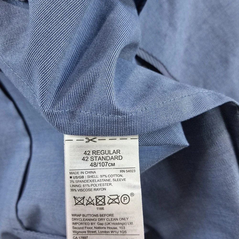 Banana Republic Blazer Mens 42R Light Blue Slim Fit Cotton Two Button Sport Coat
